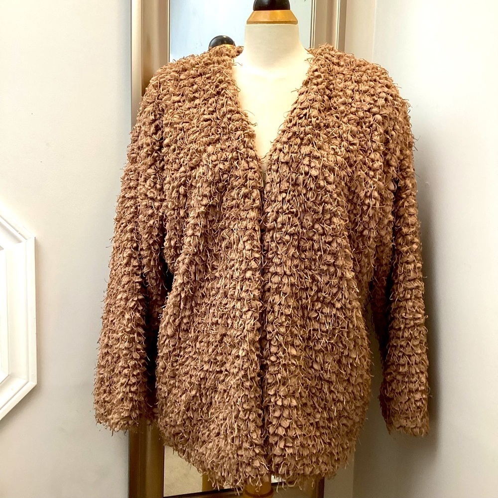 Socialite Caramel lined ribbon cardigan size large